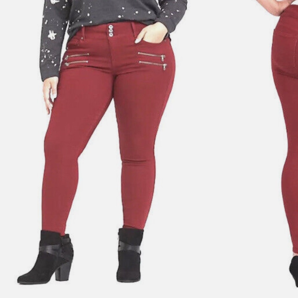 Torrid Burgundy Double Zip Jeggings